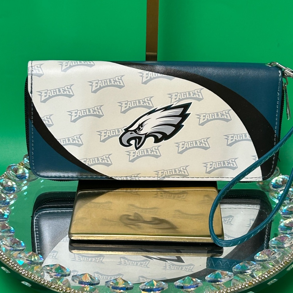 Eagles Women's Clutch Wallet - Black and White Approx. 8.5 x 4